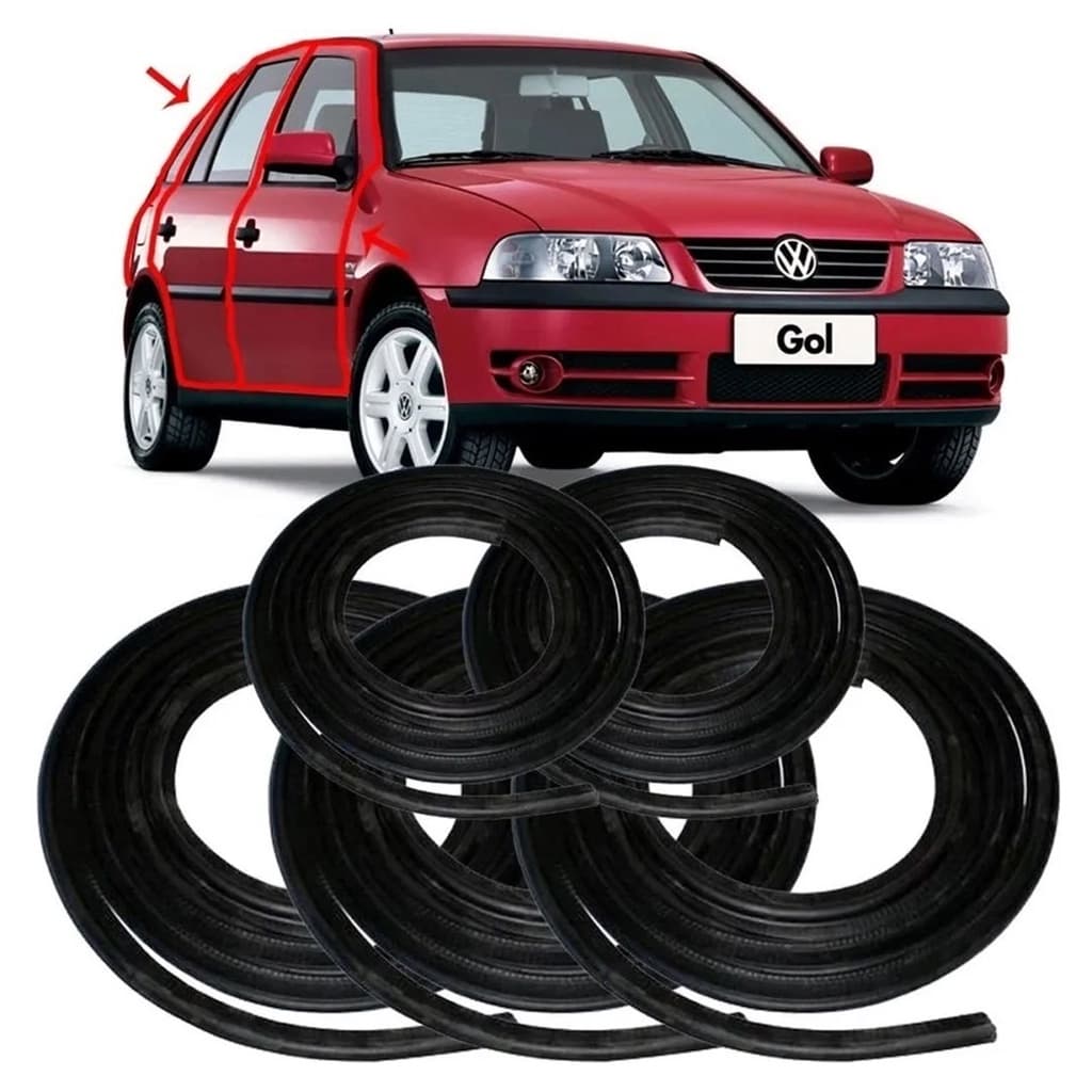 Kit Borracha Porta E Porta Malas Gol G3 2000 Á 2005 5-peças