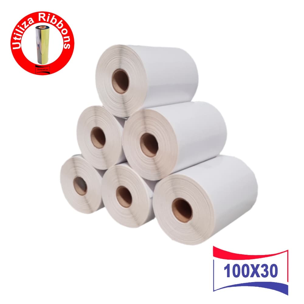 Kit 6 Rolos Etiqueta 100x30 mm 10x3 cm Couche Elgin, L42, Argox, Zebra