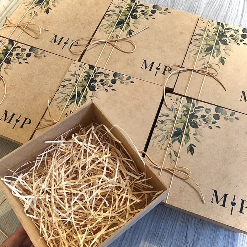 Caixa de MDF Personalizada Folhagem ou Floral para Presente Casamento, Aniversário etc