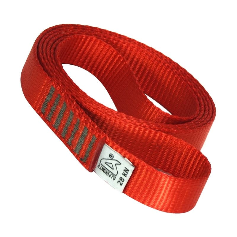 Anel de Fita Plana 100cm 25mm 28kN Vermelho Ancoragens Altura Rapel ALPIMONTE