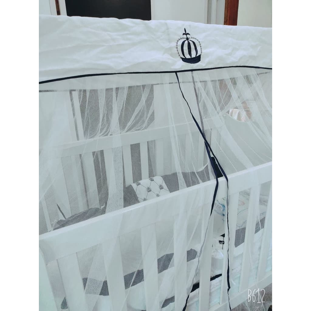 Kit Berço Protetor Bebê Menino com mosqueteiro completo 8 peças