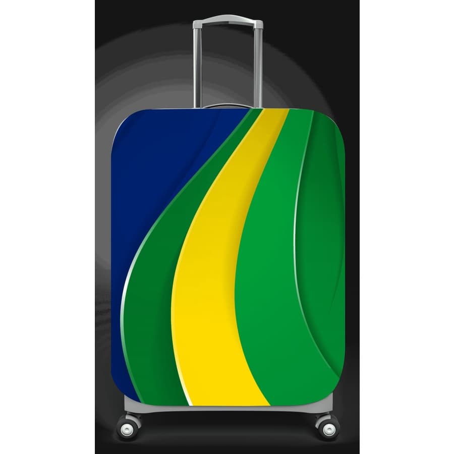 Capa para mala de viagem disponivel nos tamanho P, M e G estampa -Listras Verde Amarelo e Azul Copa do Mundo