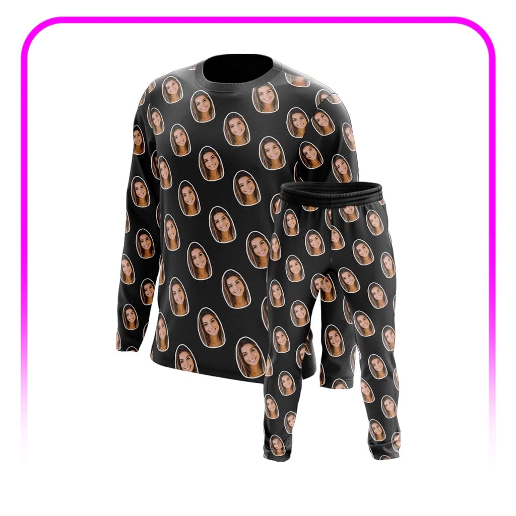 Kit Com 1 Pijama Personalizado Com Foto Masculino [Ref-445]