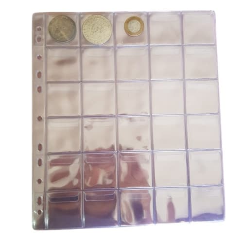 Kit 5 Folhas para Moedas 30 espaços 28,5x25cm