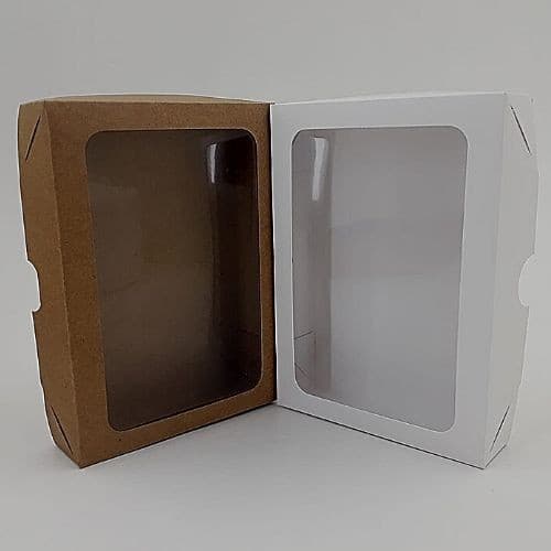 Caixa de Papel Kraft Branca 16,9 X 12,0 x 3,5 Com Visor Alta Qualidade