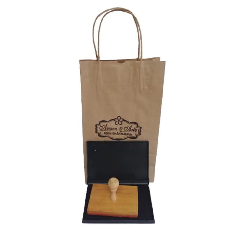 Carimbo Personalizado Até 5x5 + Carimbeira. Para Sacola Kraft