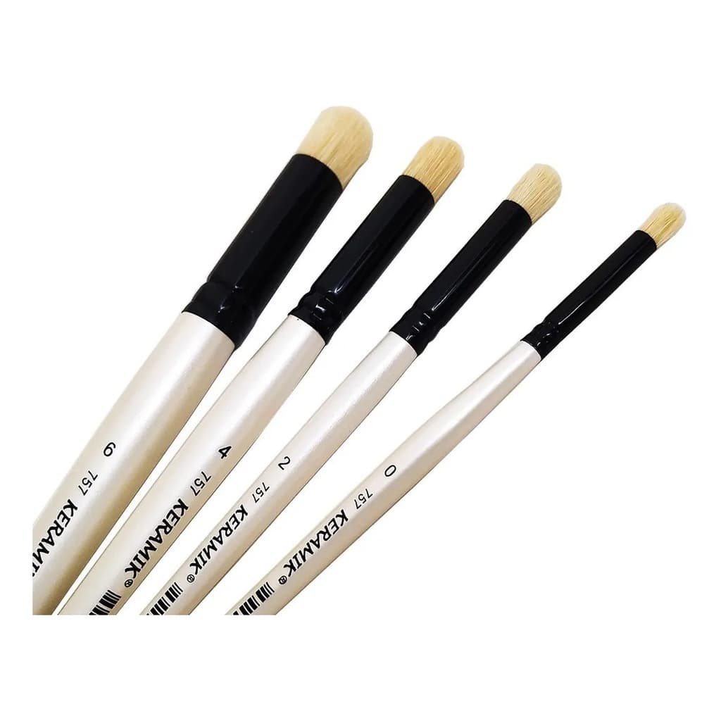 Kit 4x Pincel Pituá Keramik Stencil Luz Seca 757 Nº (0,2,4,6)