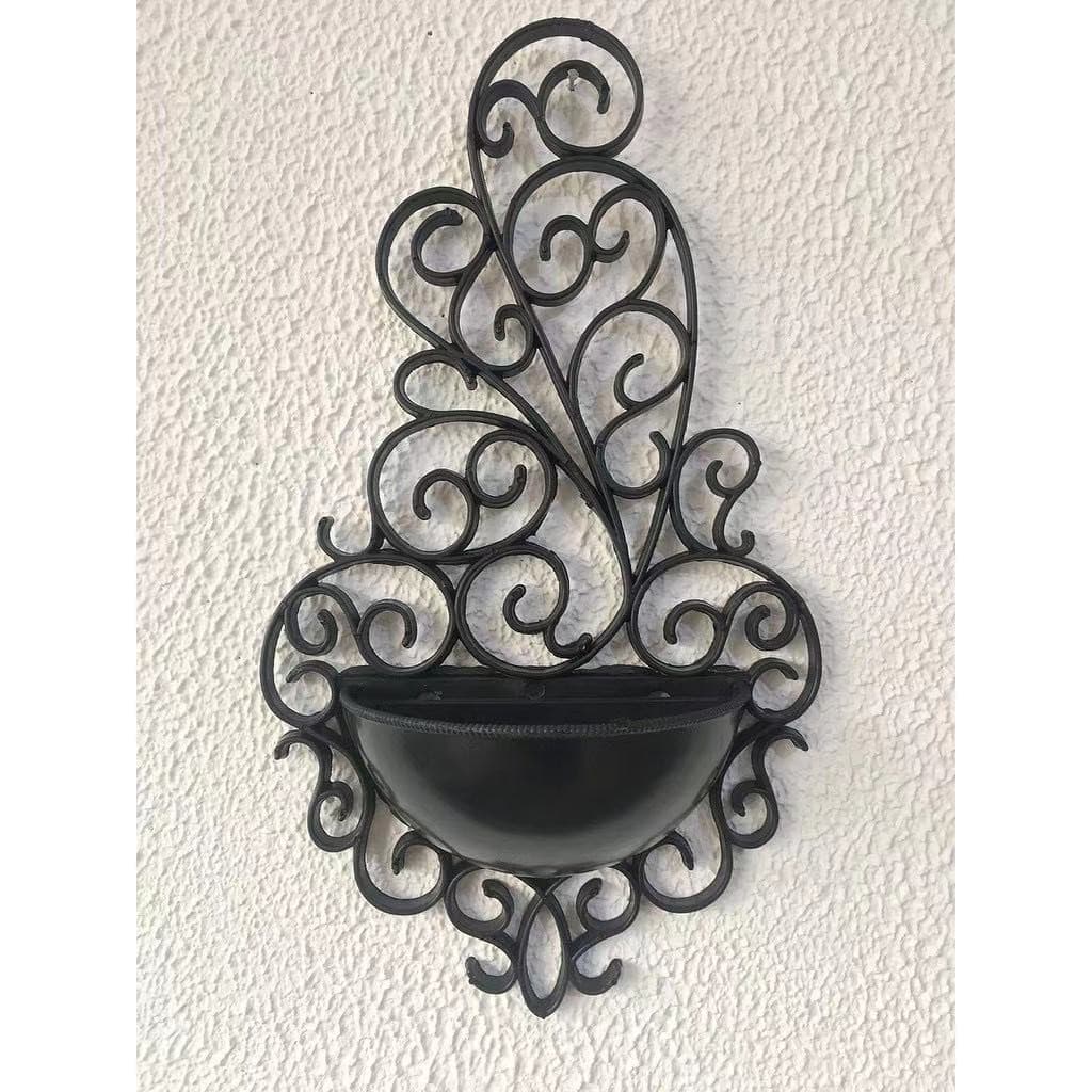 Kit com 2 Vaso Provençal Arandela de Parede Preto Original  Decoração Planta jardim Suculentas