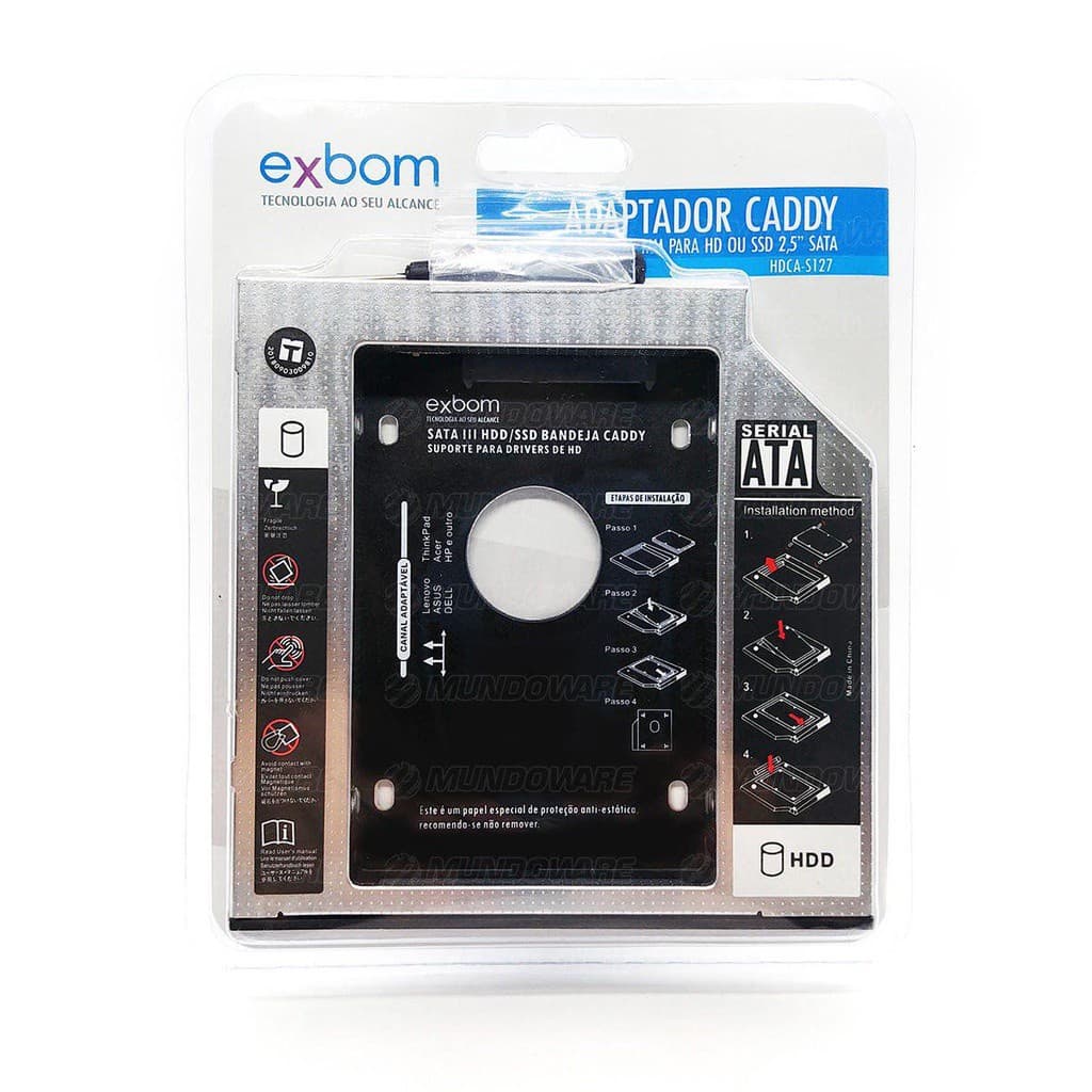 Kit 3 Case Caddy Hd Ssd Sata 2.5 Gaveta Notebook 12,7mm