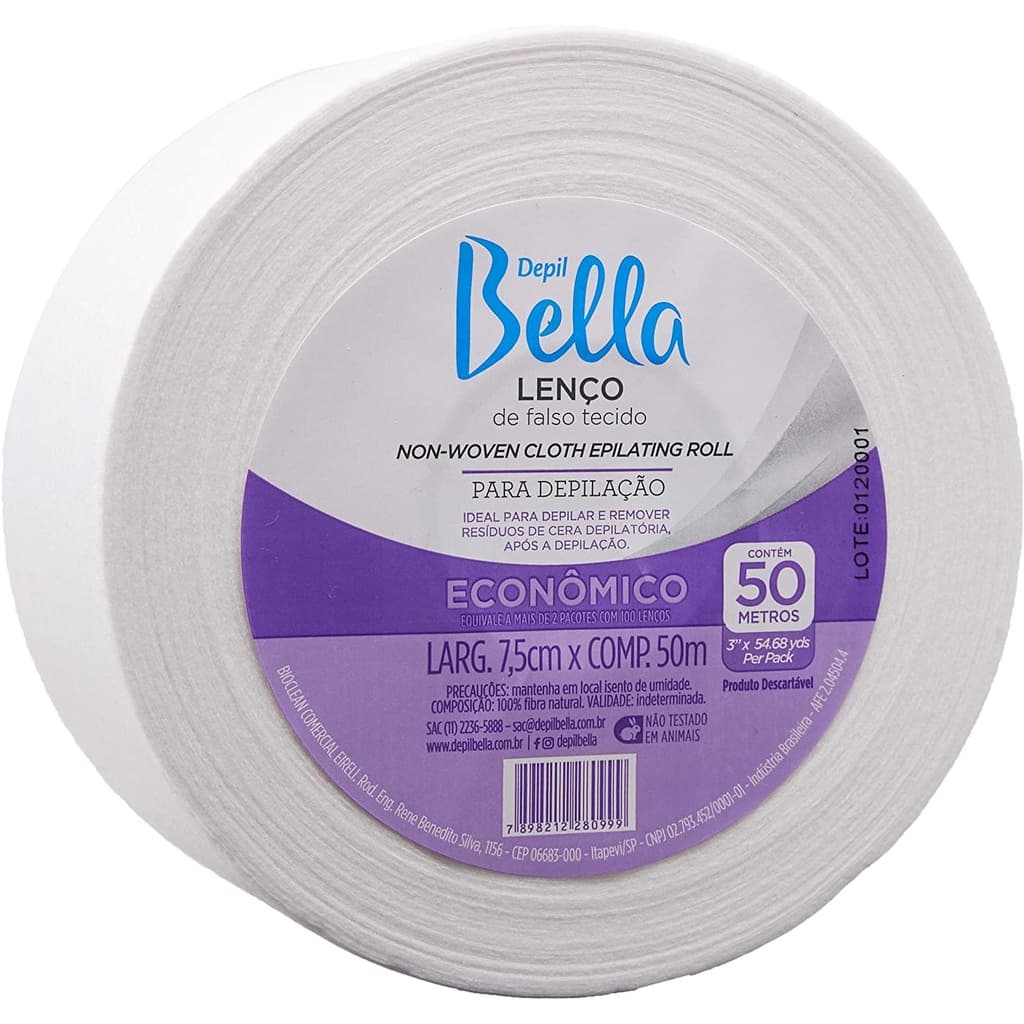 Lenço Para Depilação Rolo 50m Falso Tecido Branco