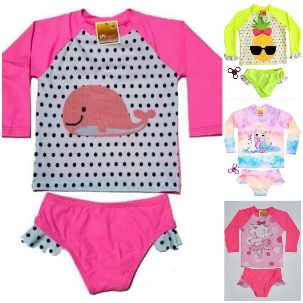 Conjunto de Biquíni Bebê com Blusa Proteção Solar UV 50+