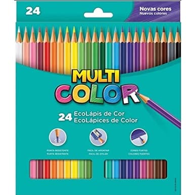 Lápis Ecolápis de Cor Multicolor Original 24 Cores Material Escolar Pintura Volta às Aulas Promoção