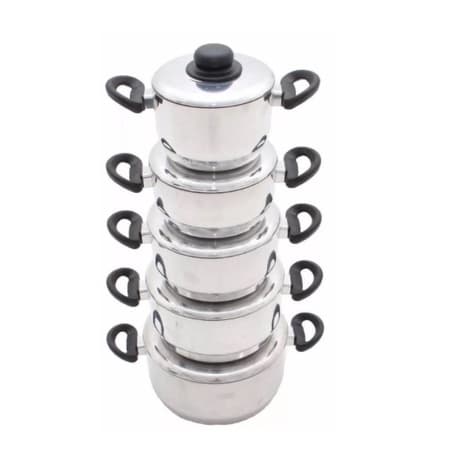 Jogo de Panelas 5 Peças Alumínio Polido N14 ao 22