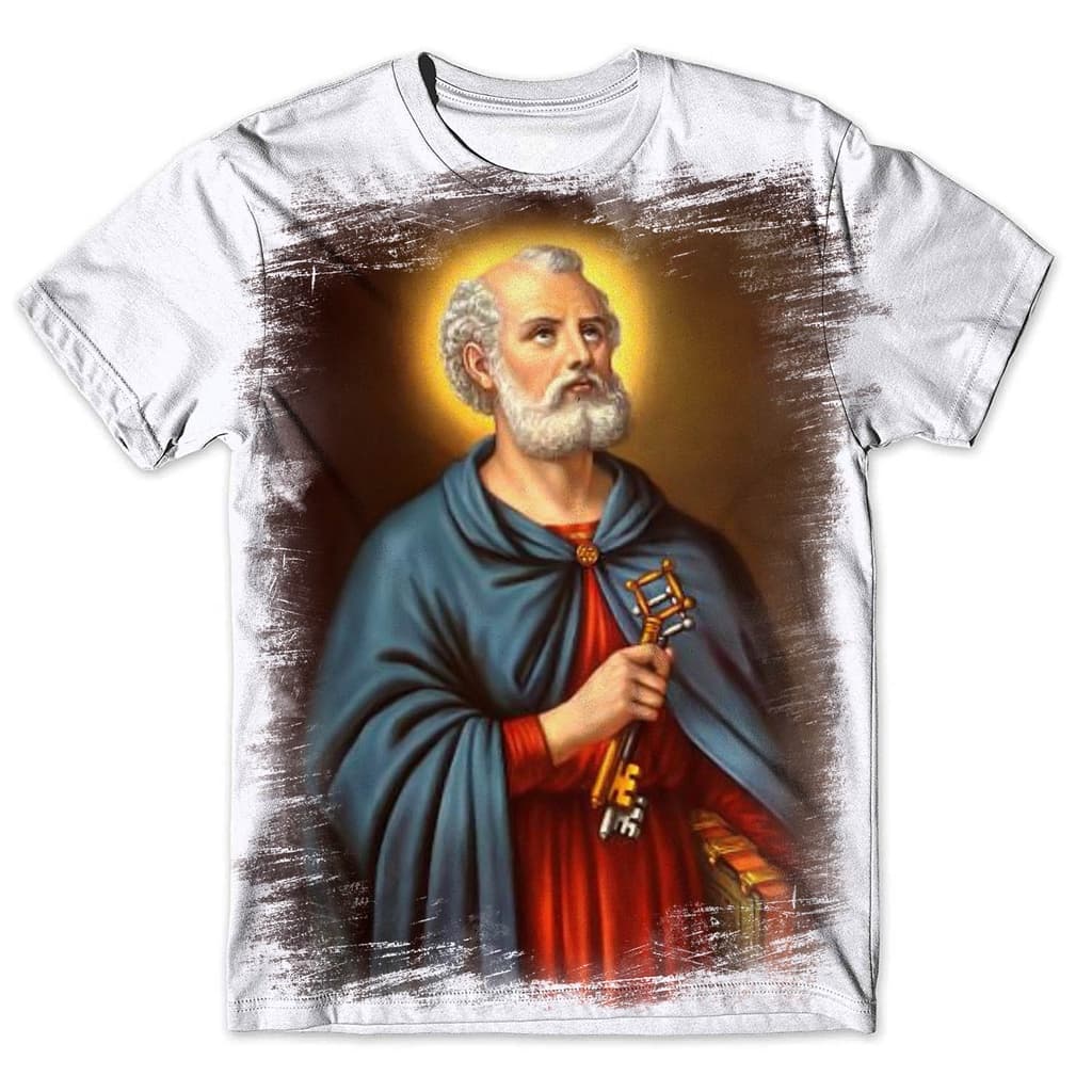 Camisa Camiseta Masculina Católica São Pedro Santo 2