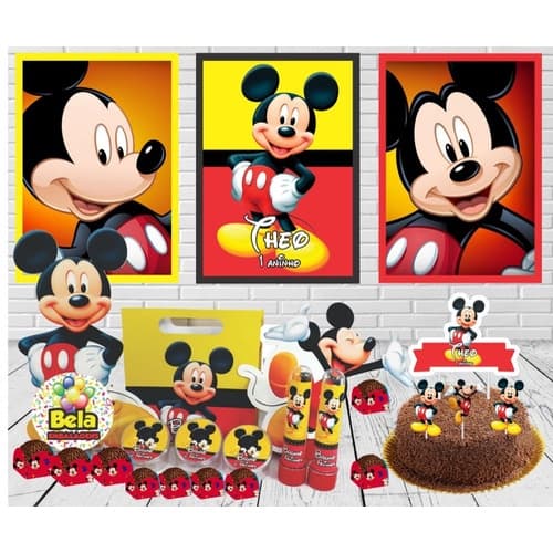 Kit Festa Infantil 300pçs - Mickey - Personalizado Mickey