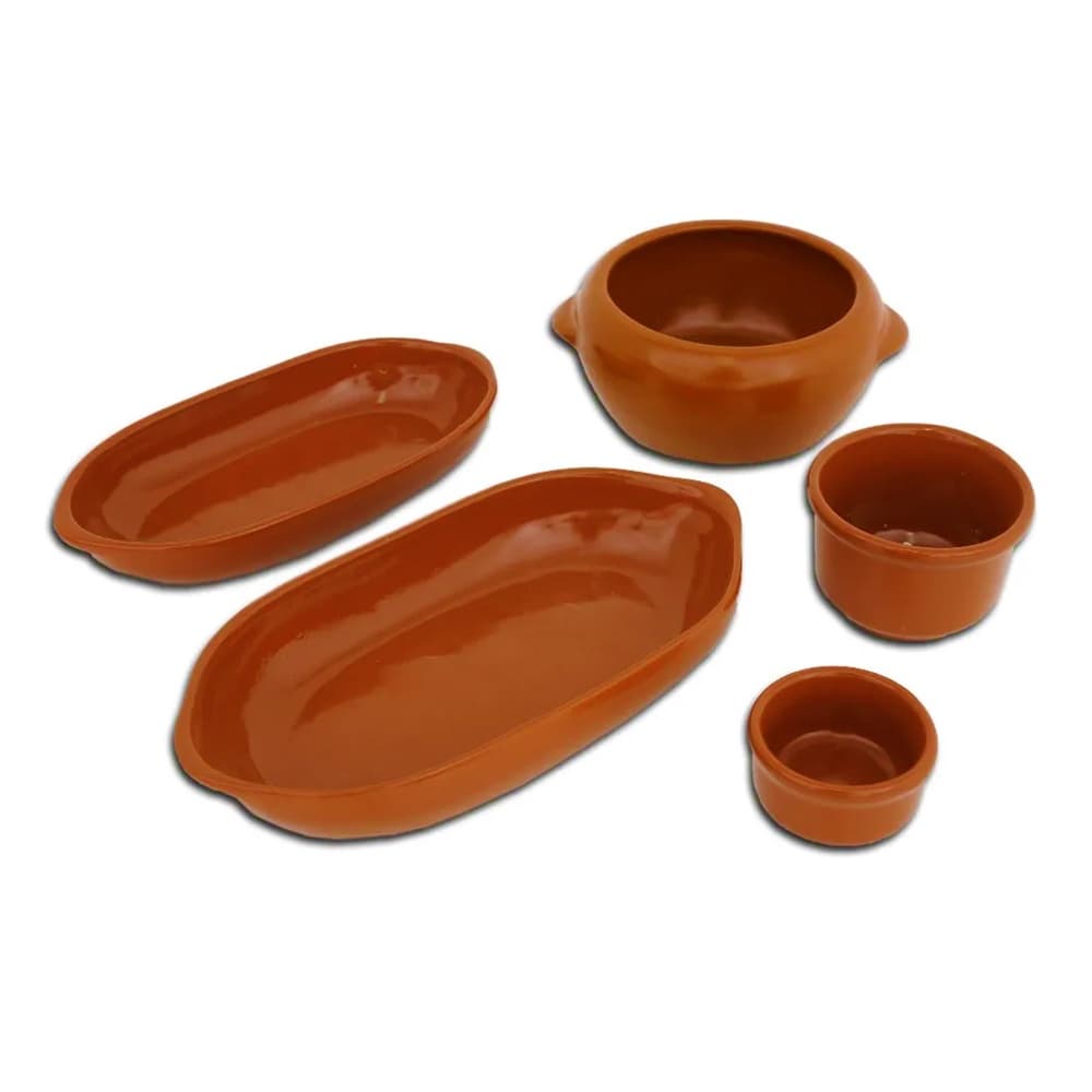 Kit Feijoada Cerâmica Barro 1a2 Pessoas Restaurante Refratario Feijao Travessa Marrom Cumbuca