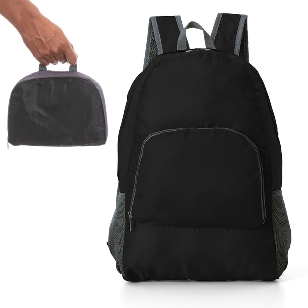 Mochila Mala Bolsa Preta Resistente Impermeável Dobrável De Nylon
