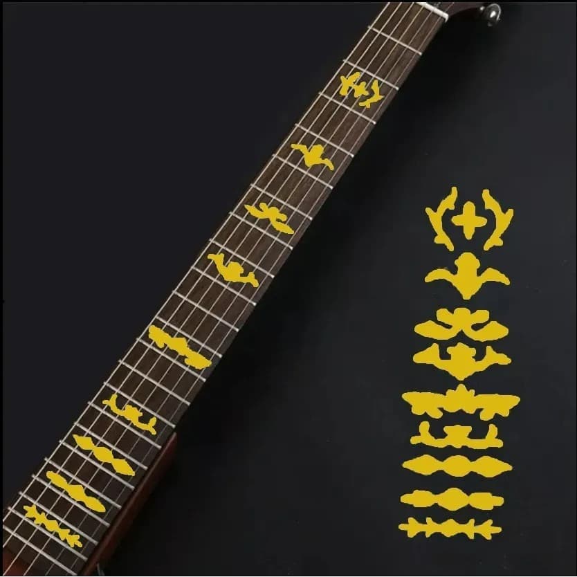 Adesivo Marcador De Escala Cruz Floral Dourado P/violão