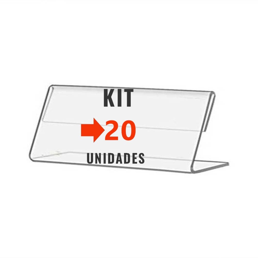 Kit com 20 Display Expositor 10X5cm Acrílico Porta Preço Etiqueta Buffet Vitrine