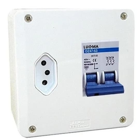 Caixa de Proteção Embutir com Disjuntor Din Bipolar e Tomada 20a MecTronic