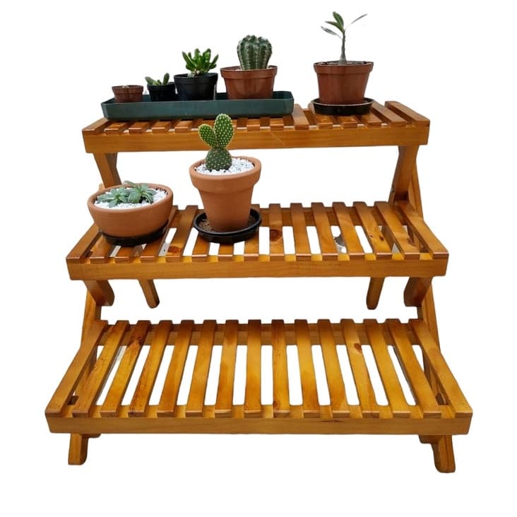 Floreira escada para vasos de Flores Decorativa Jardim Vertical estante Multiuso em Madeira Pinus Natural