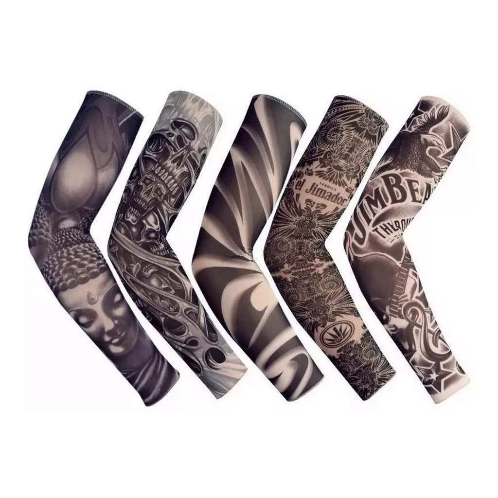 03 Pares De Manguito Manga Tattoo Tatuagem Falsa Só Escuras Moto Motociclismo Bike Ciclismo