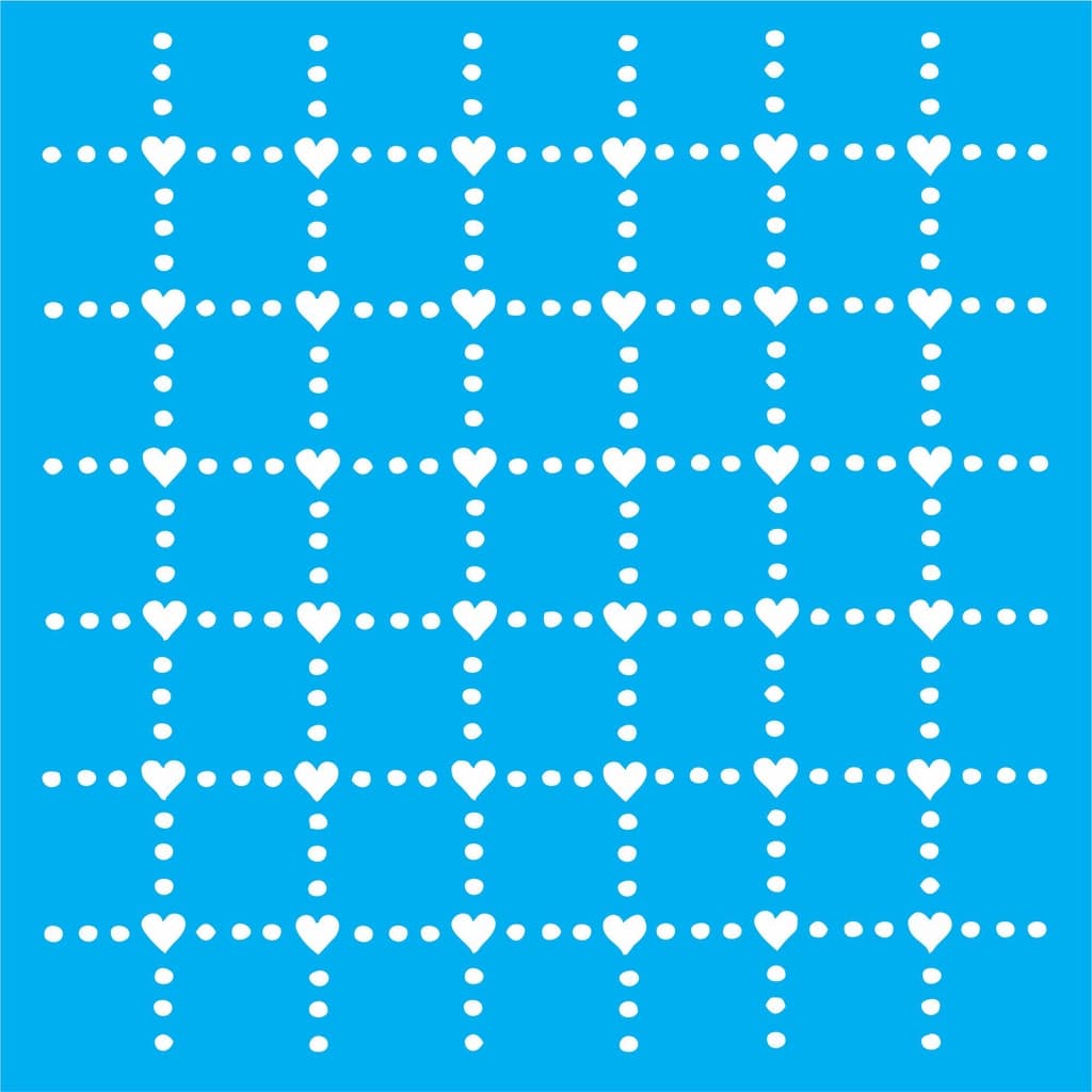 Stencil Quadriculado Corações para pintura - Molde Vazado - Estêncil - Tamanho 17x17 cm