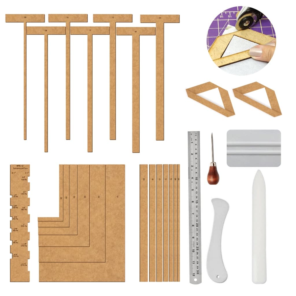 Kit Gabarito Encadernação Cartonagem Wire-o Fio Cabelo Agulhão Espatula