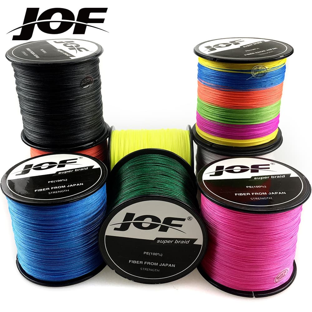 JOF100M 300M Linha De Pesca Multifilamento 100 % PE Trançado 4 Fios Com Mosca Para A Da Carpa 10 12 18 28 35 40 50 60 80lb