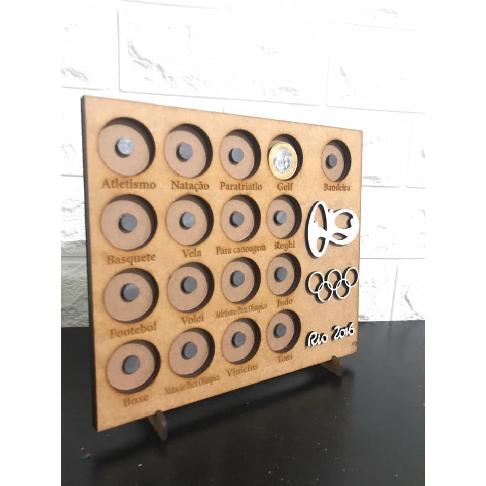 Porta Moedas Olímpicas Colecionador Mdf Cru com imã coleção de moedas, colecionador, expositor de coleção de moedas