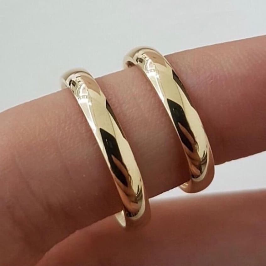 Par De Alianças Ouro 18k Banhada Tungstênio 4mm TAMANHO 17-17
