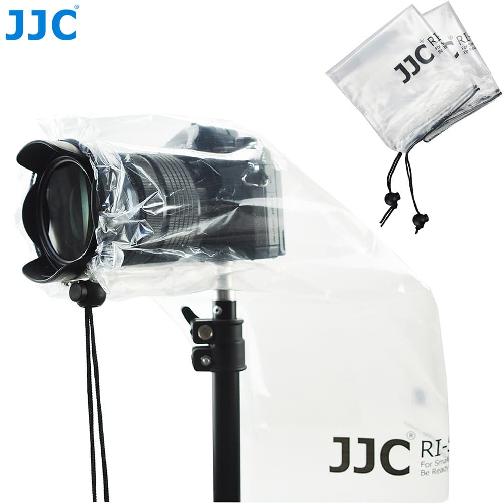 JJC RI-S 2PCS Capa De Chuva Para Câmeras Camera Lens Rain Cover Transparente Fotográficas Para DSLR Universal E Sem Espelho Com Lente