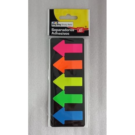 Marcador de página adesivo post it Seta com 5 cores neon - 125 folhas - 4,5x2,3cm