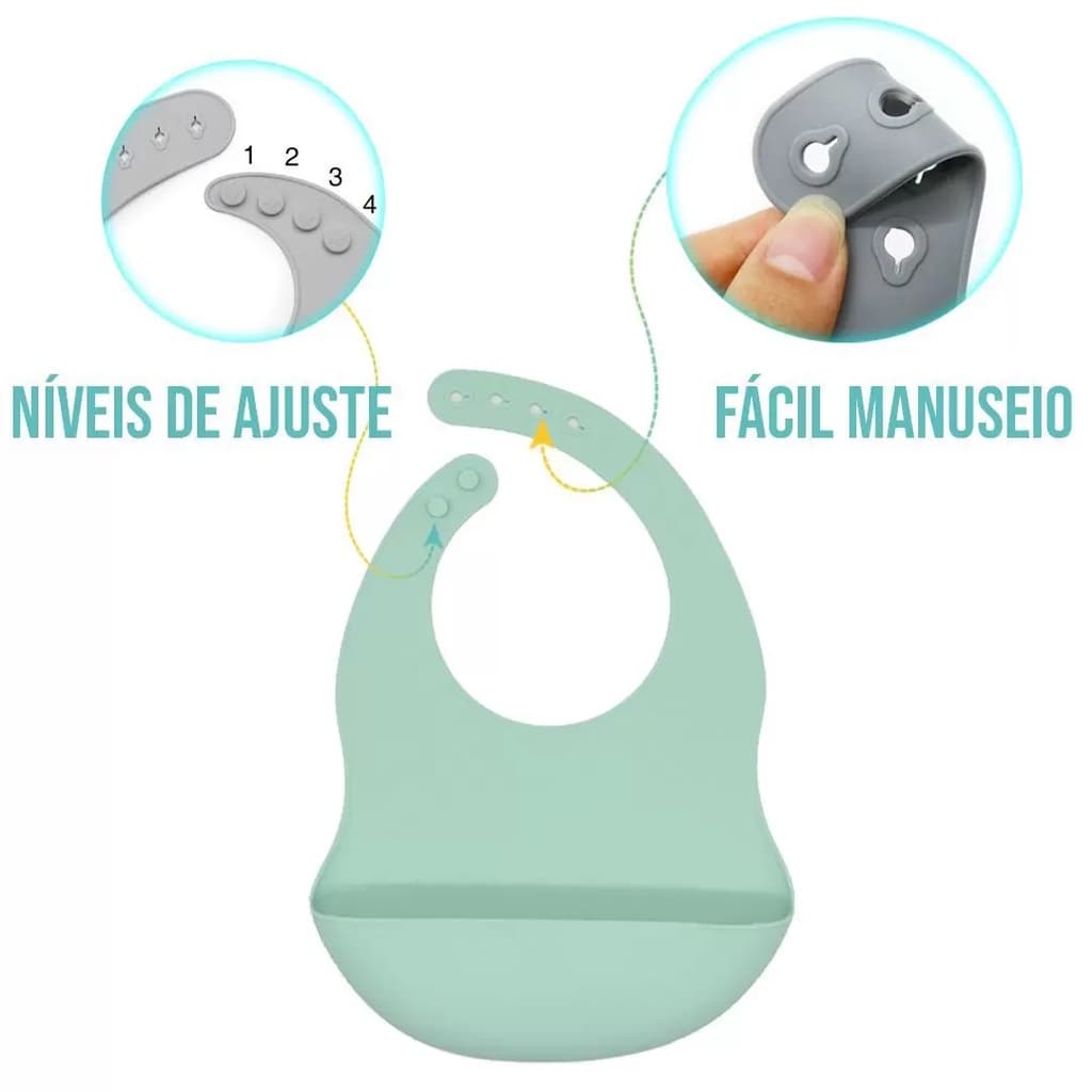 Babador Bebe Pega Migalhas Silicone Cata Migalhas