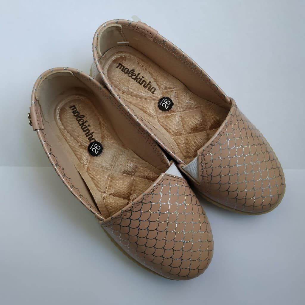 (Novo) Sapato Sapatilha Slip On Infantil Molekinha Escamas Peixe Sereia Tamanho 26