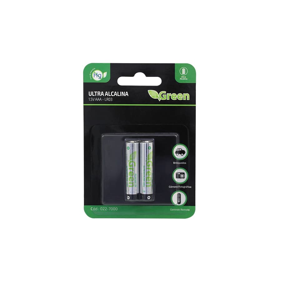 Kit 10 Pilha alcalina ultra AAA - blister com 2 peças - green 022-7000