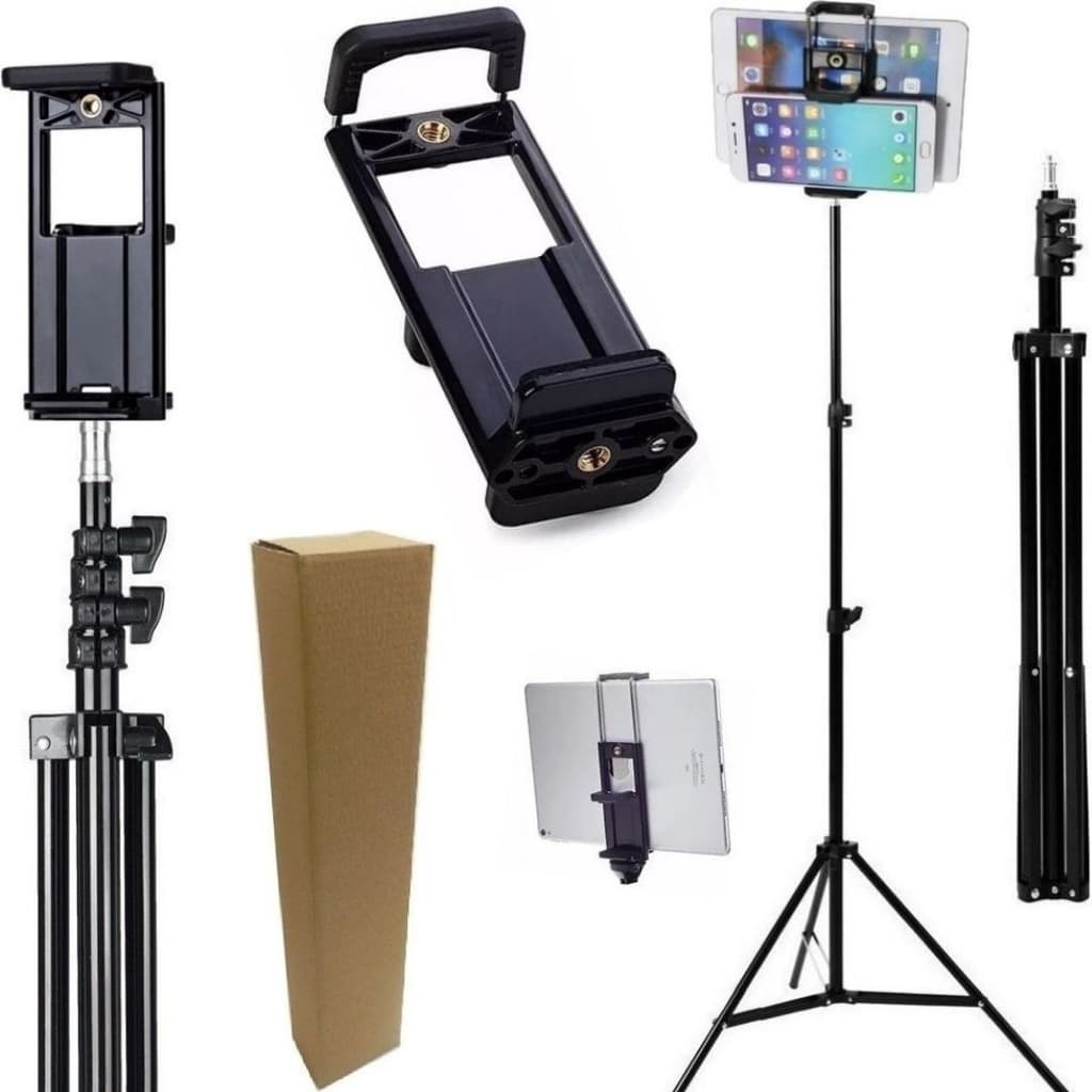 Tripé Pedestal 2,10 Metros Com Suporte Para Tablet Ipad Celular Smartphone Kindle