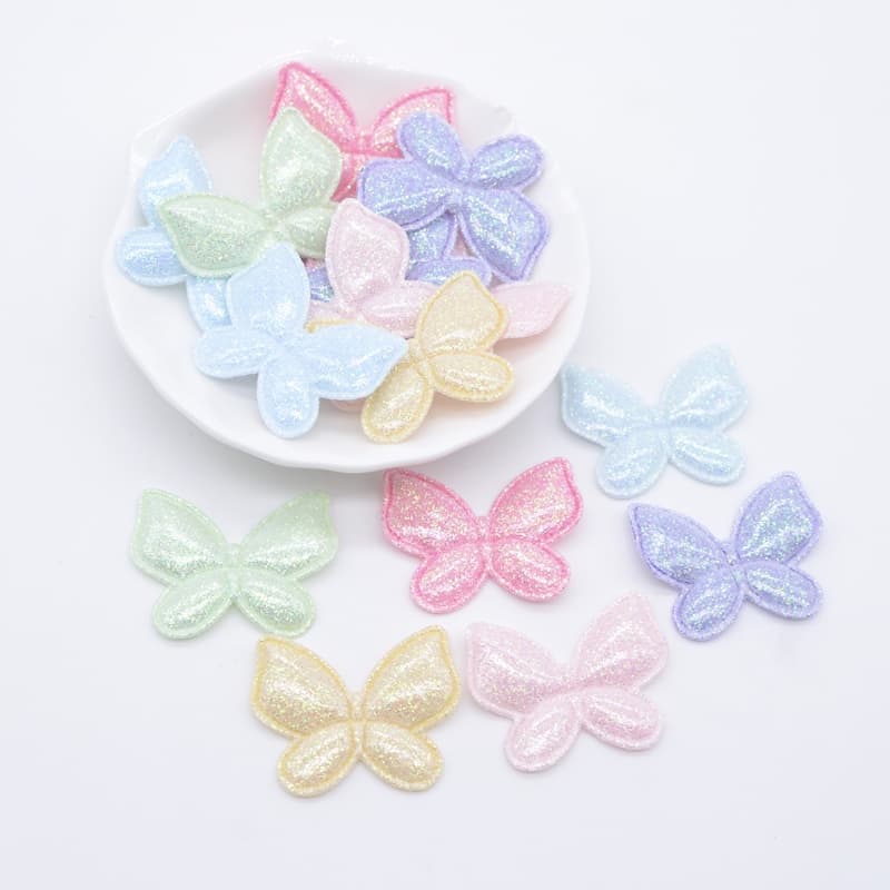 50Pcs 3.2 * 2.5cm Borboleta Aplique para DIY Menina Cabeça Cabelo Clips Decoração Roupas Chapéu Patches de costura