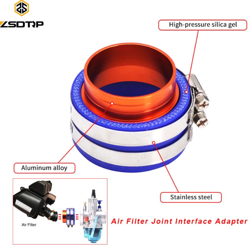 ZSDTRP Universal 37mm 42mm 45mm 50mm Coletor De Admissão Do Carburador Da Motocicleta Filtro De Ar CNC Adaptador De Interface Junta De Alumínio