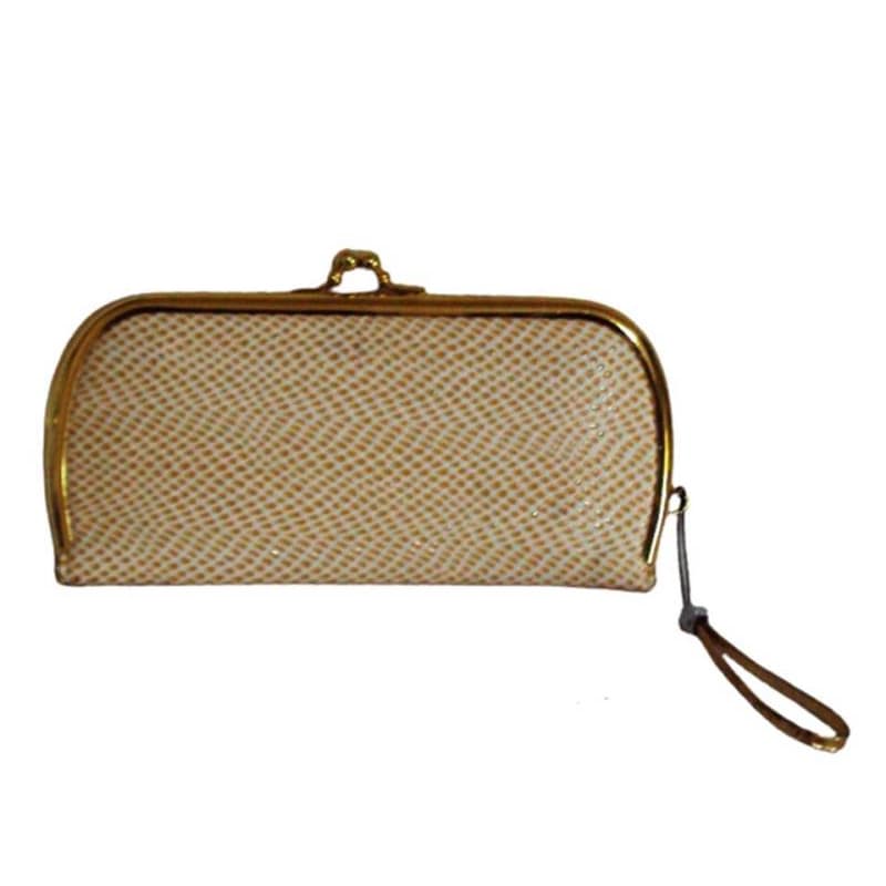 017 Rbl- Bolsa- Carteira Sintética Feminina Bege- Metal Dourado