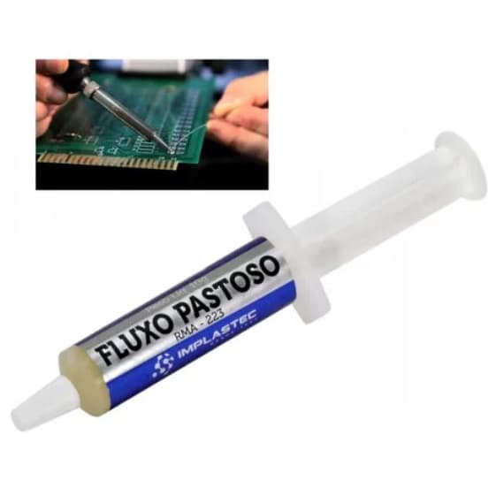 Fluxo Pastoso Pasta Para Solda Seringa Implastec RMA-223 - Azul