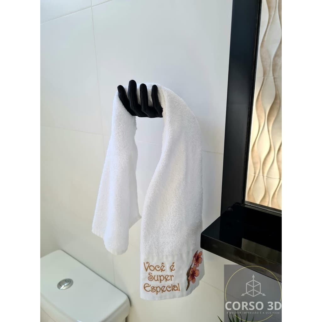 Suporte Toalheiro Porta Toalha Rosto Banheiro Formato Mão ou Papel Higienico