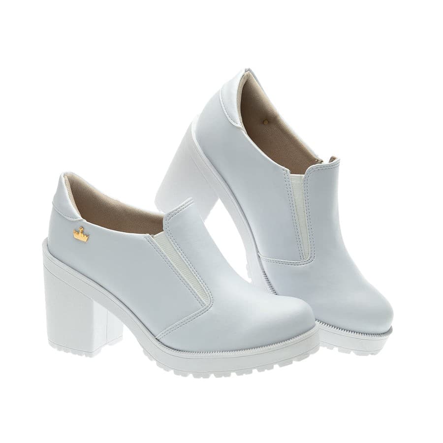 Sapato branco feminino social  Salto tratorado