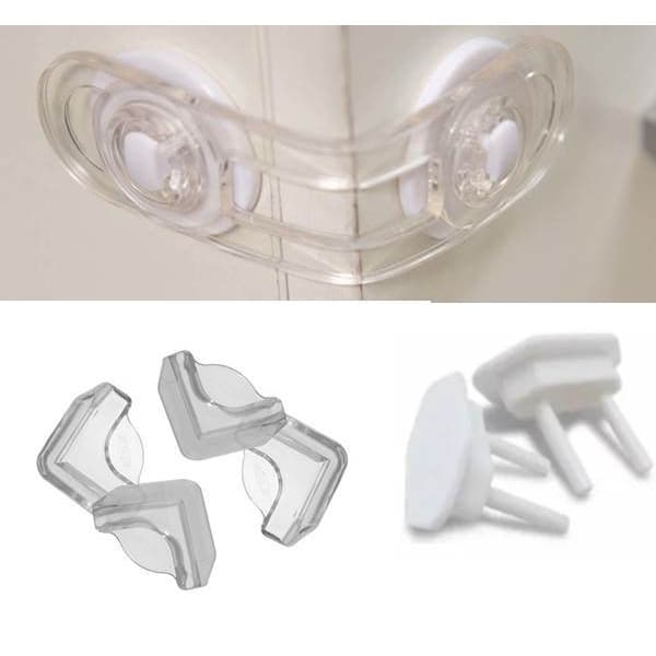 Kit Proteção Segurança Bebê/ Criança ~ 3 trava de gaveta 10 Protetor de tomada  4 protetor de quina