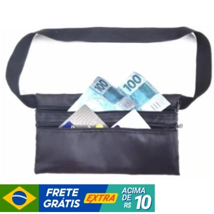 Doleira Pochete Porta Dolar Escondido Celular Anti-furto Preta