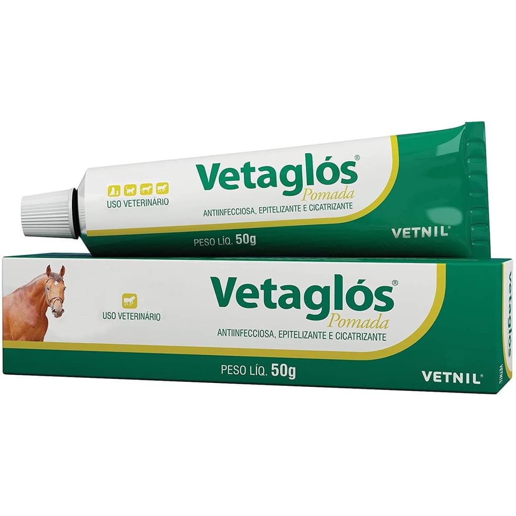 Vetaglos pomada Cicatrizante 50g Para Cães e Gatos Equinos Anti-infecciosa, epitelizante