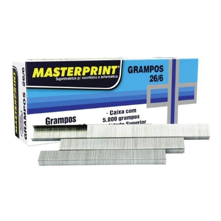 Grampos para Grampeador 26/6 Galvanizados Caixa com 5.000 Grampos Masterprint