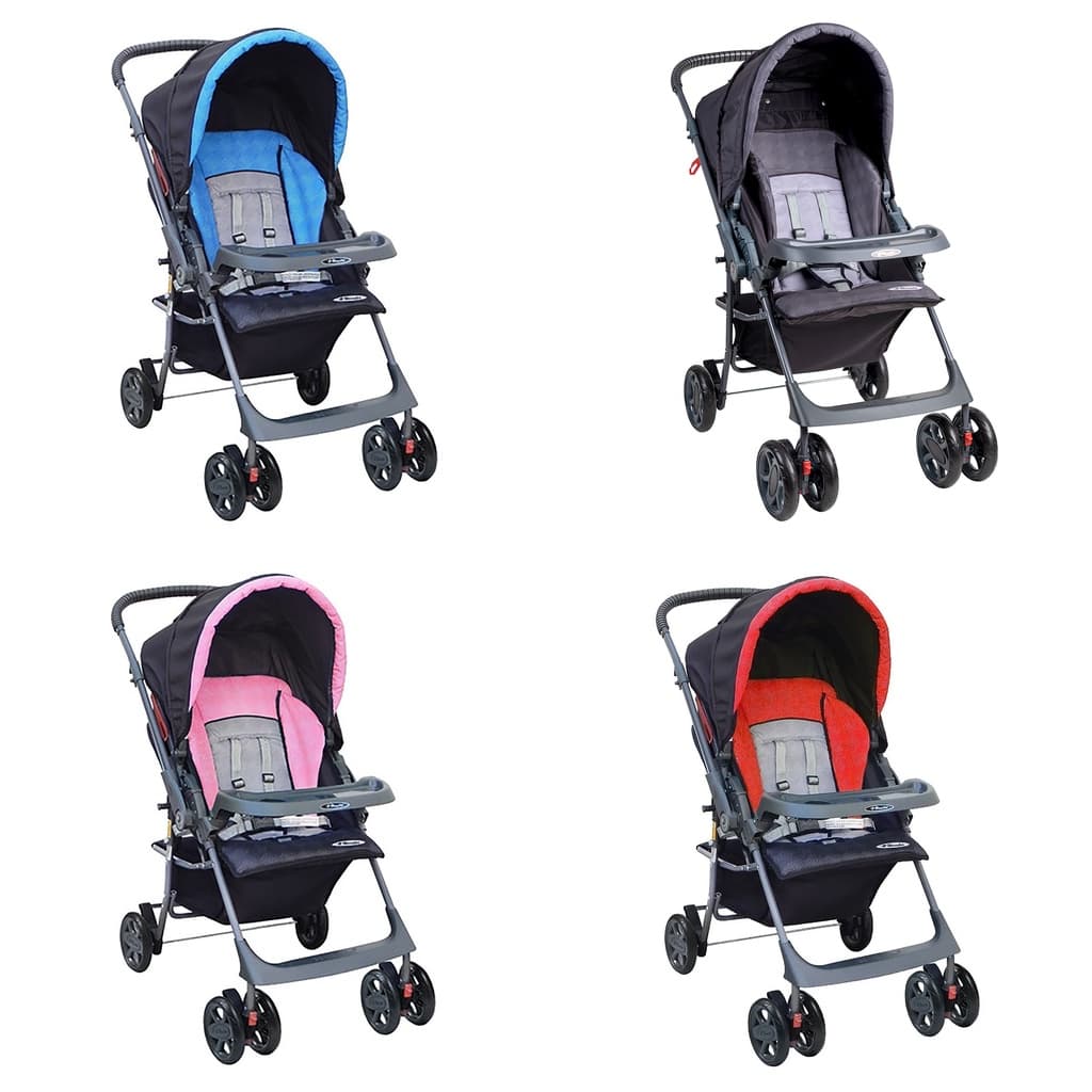 Carrinho de bebê Topázio para passeio reclinável e dobravel com 5 posição até 15kg Bandeja removível com cabo reversível