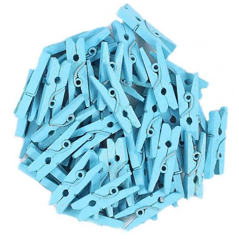 Mini Pregador Prendedor de Madeira Azul Bebê 2,5 cm para Fotos Artesanato Scrapbook Lembrancinha