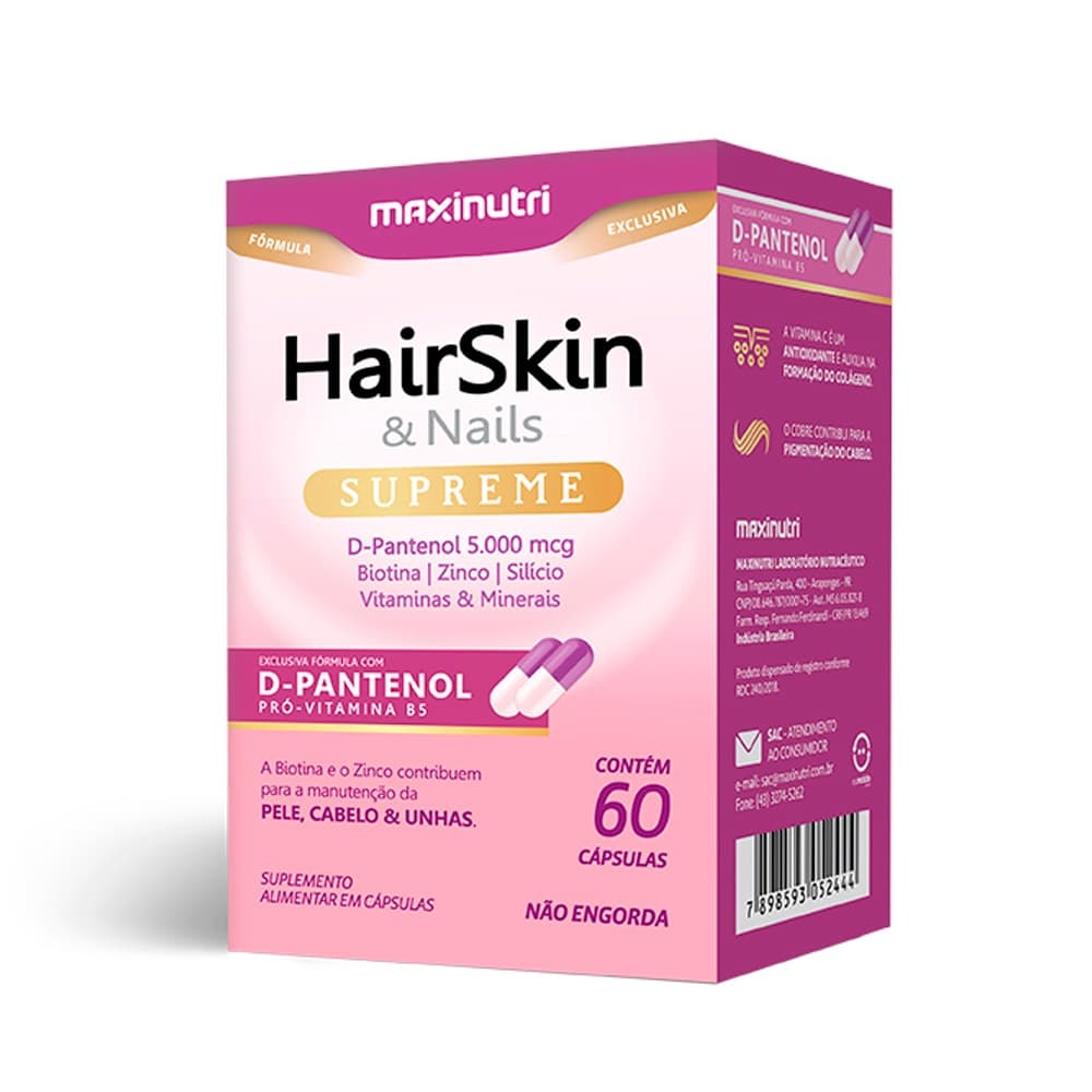 HairSkin Supreme D-Pantenol + Biotina 60 Cápsulas Maxinutri